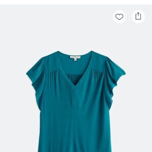 Elegant Teal V-Neck Blouse